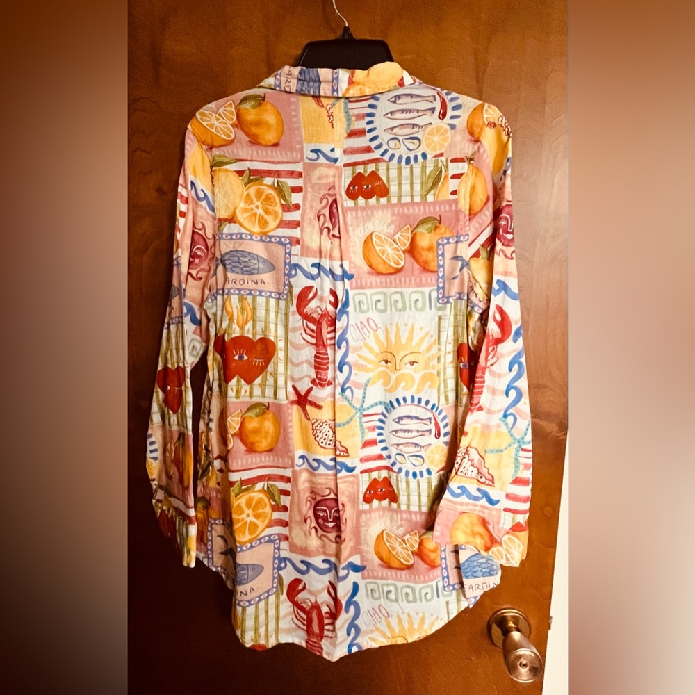 CALYPSO ST BARTH NWOT Ladies tropical print button down collared tunic shirt - Picture 3 of 11
